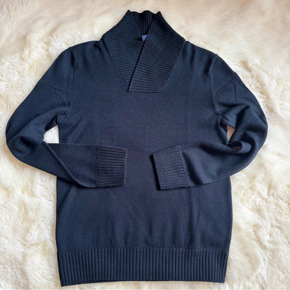 Men’s GAP • Shawl collar • Black Extra Fine Merino Wool Sweater • M